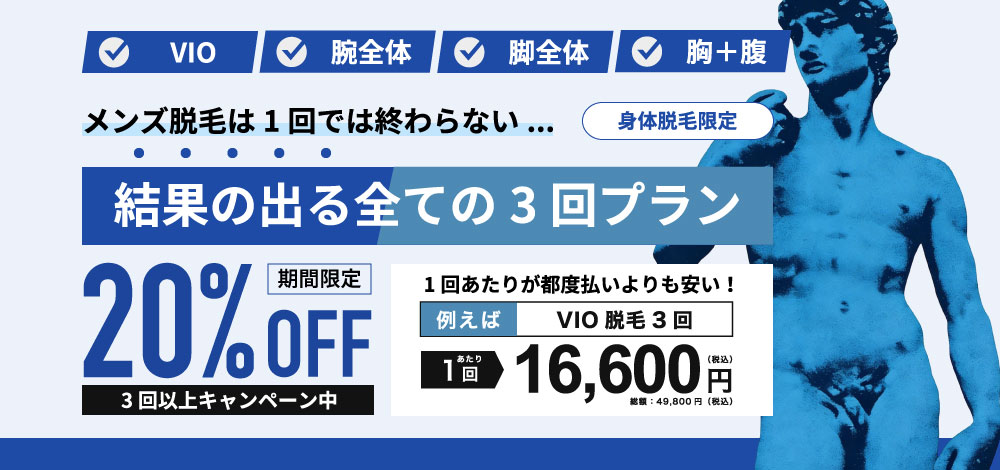 メンズボディー脱毛20%オフキャンペーン