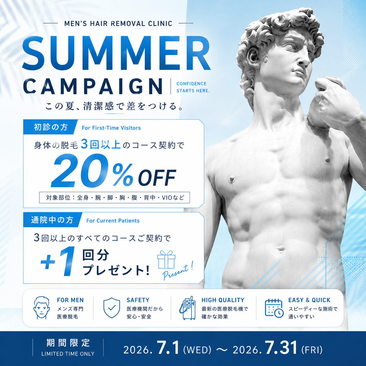 メンズボディー脱毛サマーキャンペーン